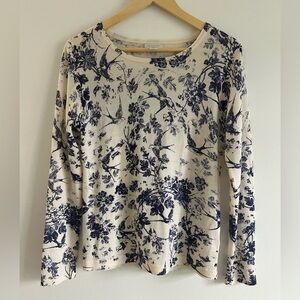 Garnet hill Floral Print Long Sleeve Top